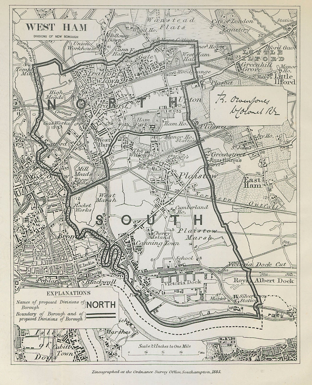 West Ham Parliamentary Borough. Stratford Plaistow. BOUNDARY COMMISSION 1885 map